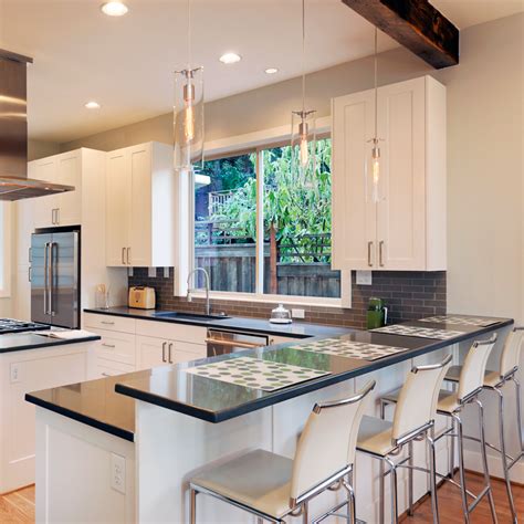 quartz on raised bar countertop.